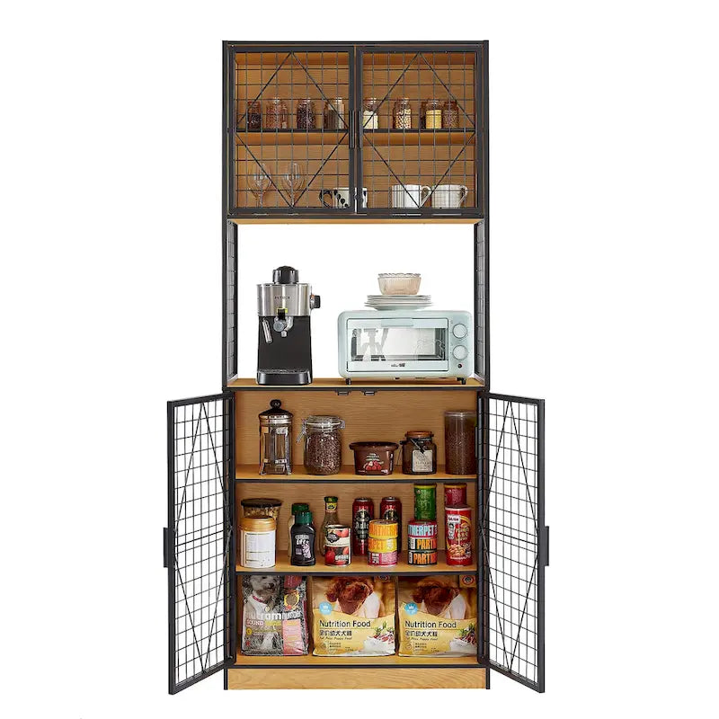 Meuble de rangement de cuisine avec porte et étagères, Meuble haut de cuisine avec support pour micro-ondes