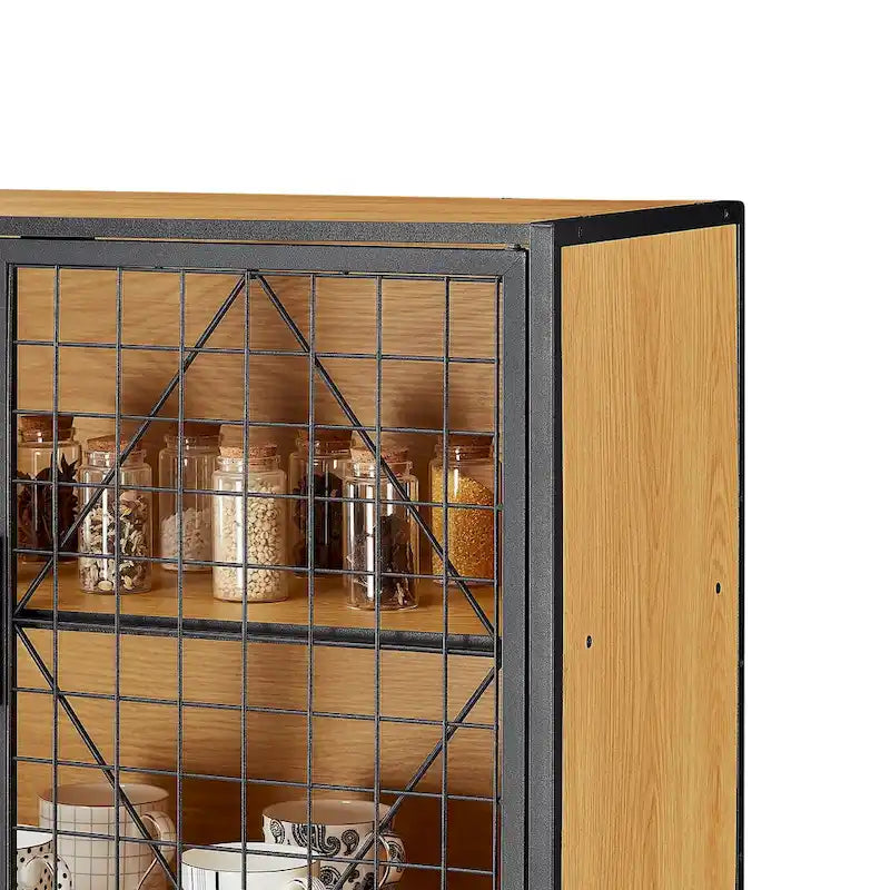 Meuble de rangement de cuisine avec porte et étagères, Meuble haut de cuisine avec support pour micro-ondes