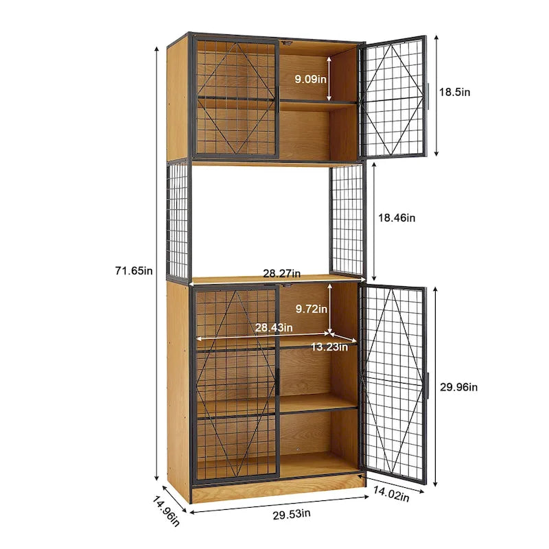 Meuble de rangement de cuisine avec porte et étagères, Meuble haut de cuisine avec support pour micro-ondes