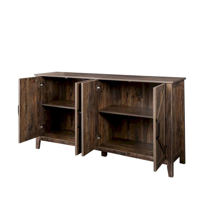 Meuble de rangement avec 4 portes et 4 étagères ouvertes, Buffet autoportant pour salon, bureau ou entrée