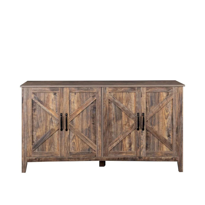 Meuble de rangement avec 4 portes et 4 étagères ouvertes, Buffet autoportant pour salon, bureau ou entrée