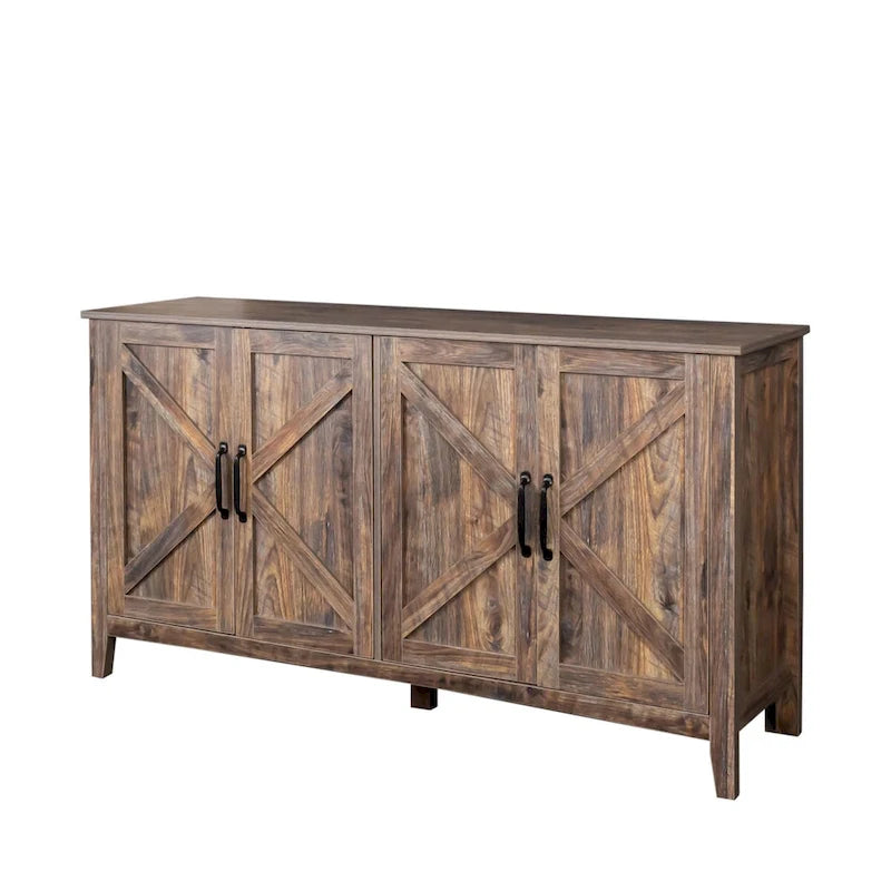 Meuble de rangement avec 4 portes et 4 étagères ouvertes, Buffet autoportant pour salon, bureau ou entrée