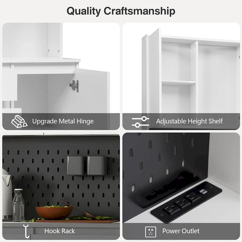 Armoire de cuisine indépendante de 74 po avec 6 portes, 3 étagères et 2 tiroirs – Meuble polyvalent pour chambre et cuisine