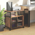 Vinsetto Printer Stand Table with Socket and USB Charging Ports, Industrial Mobile File Cabinet with Cable Hole, Wheels