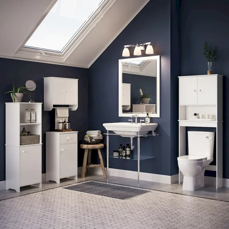 Armoire de rangement murale à pharmacie pour salle de bain à économie d'espace au-dessus des toilettes - Blanche