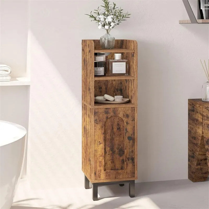 Meuble de Rangement Salle de Bain Meuble d'Angle Étroit avec Porte et Étagères