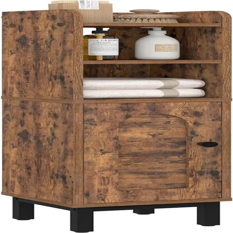 Meuble de Rangement Salle de Bain Meuble d'Angle Étroit avec Porte et Étagères