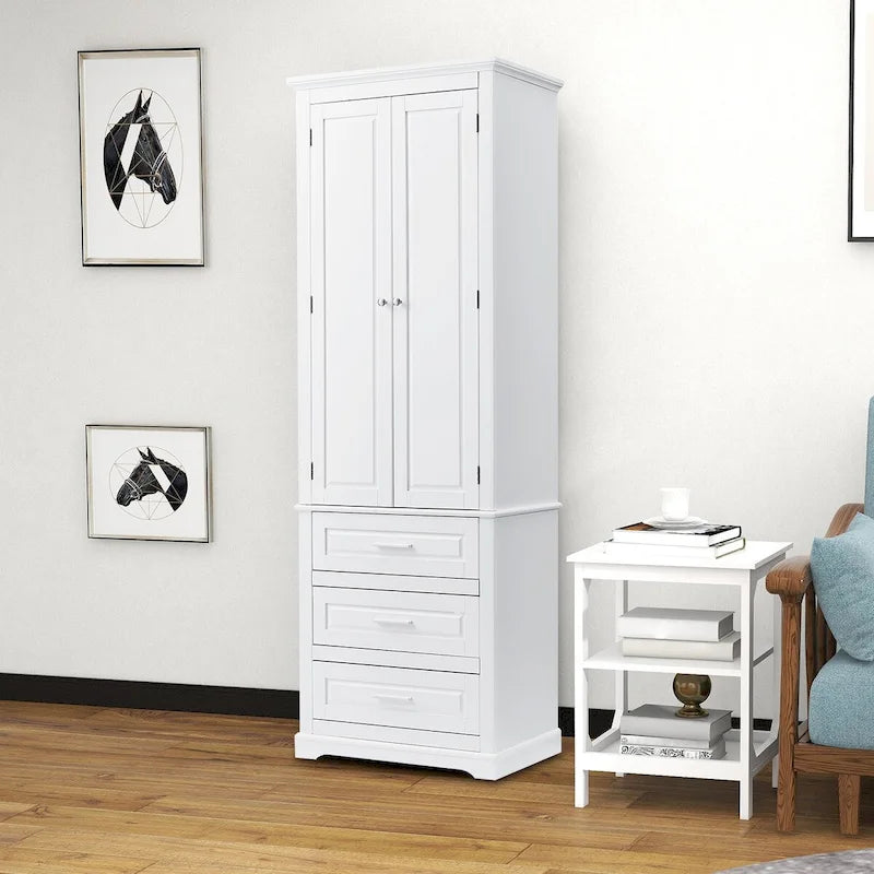 Meuble de salle de bain colonne minimaliste sur pied avec 1 placard et 3 tiroirs