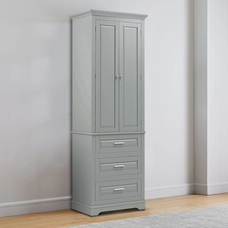 Meuble de salle de bain colonne minimaliste sur pied avec 1 placard et 3 tiroirs