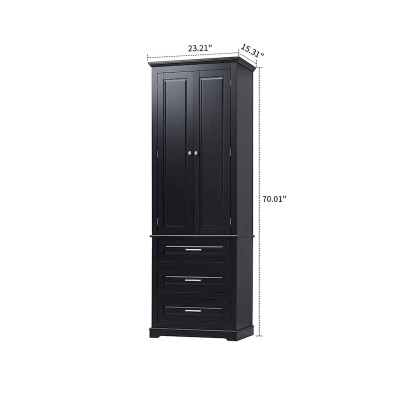 Meuble de salle de bain colonne minimaliste sur pied avec 1 placard et 3 tiroirs