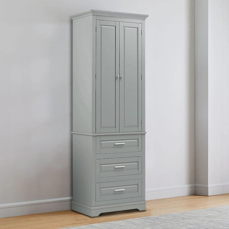 Meuble de salle de bain colonne minimaliste sur pied avec 1 placard et 3 tiroirs
