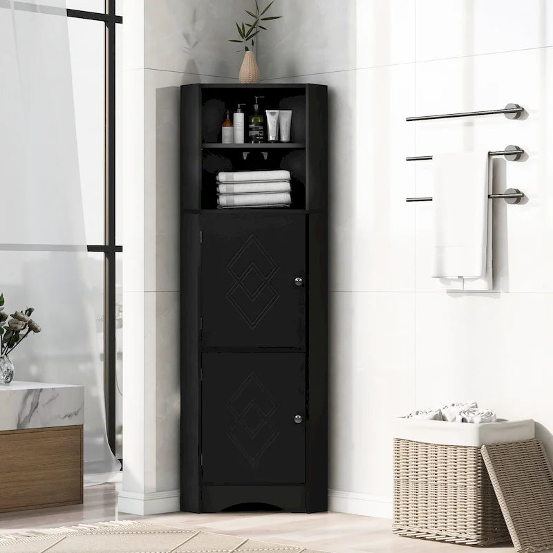Armoire d'angle haute de salle de bain sur pied