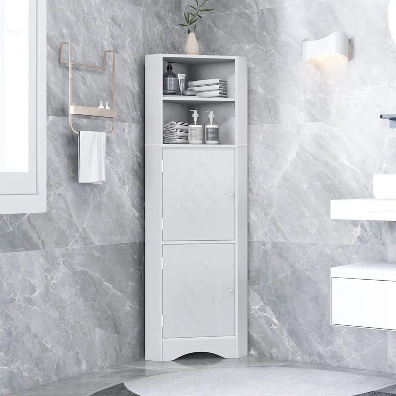 Armoire d'angle haute de salle de bain sur pied