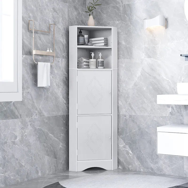 Armoire d'angle haute de salle de bain sur pied