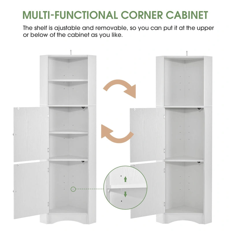 Armoire d'angle haute de salle de bain sur pied