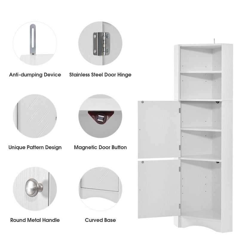 Armoire d'angle haute de salle de bain sur pied