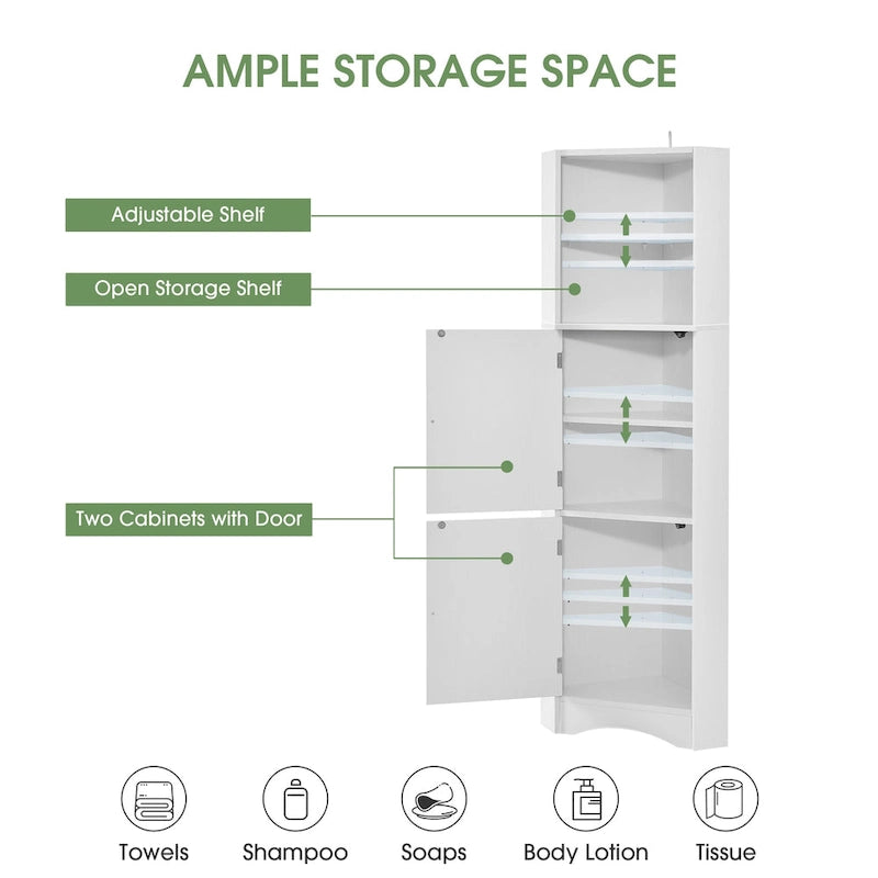Armoire d'angle haute de salle de bain sur pied