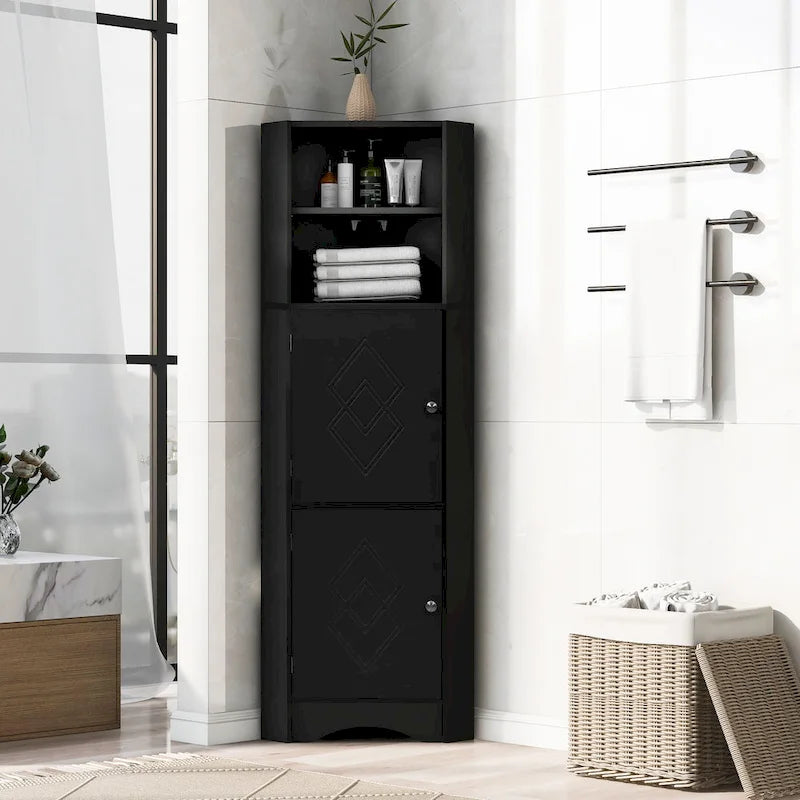 Armoire d'angle haute de salle de bain sur pied