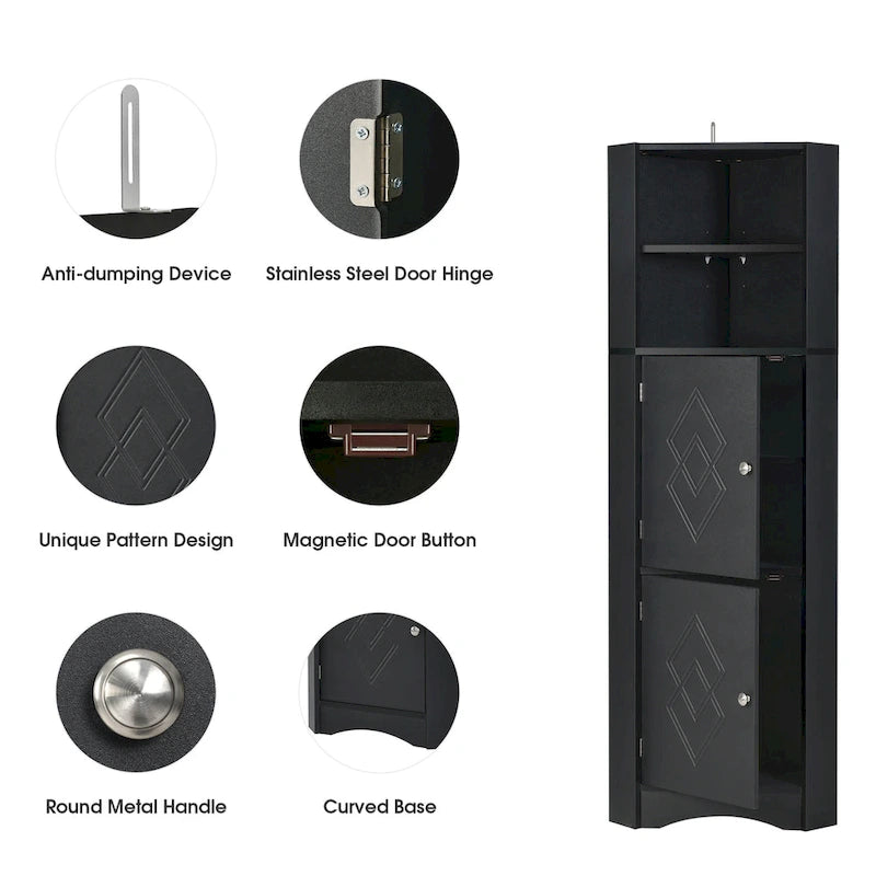 Armoire d'angle haute de salle de bain sur pied