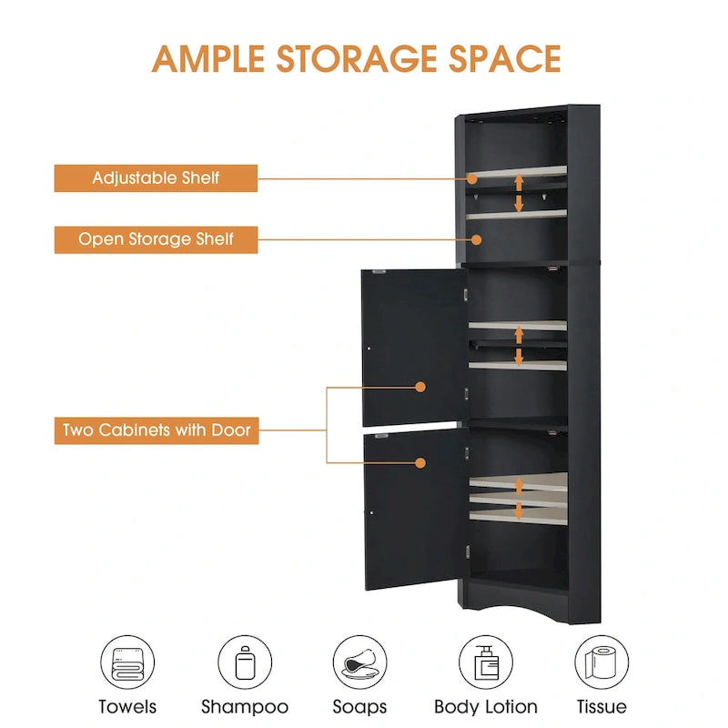 Armoire d'angle haute de salle de bain sur pied