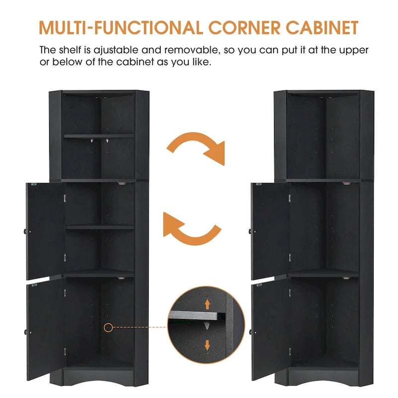 Armoire d'angle haute de salle de bain sur pied