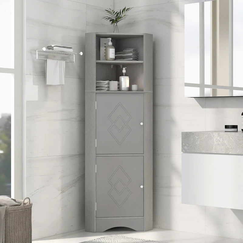 Armoire d'angle haute de salle de bain sur pied