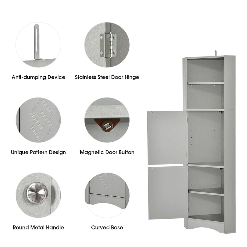 Armoire d'angle haute de salle de bain sur pied