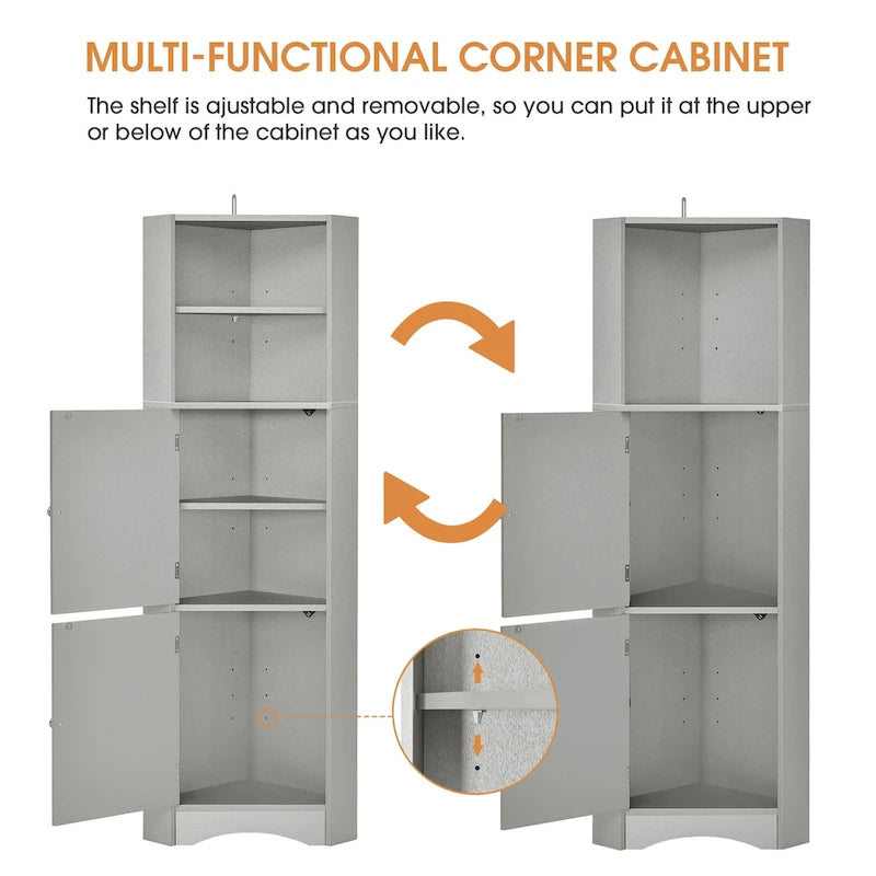 Armoire d'angle haute de salle de bain sur pied