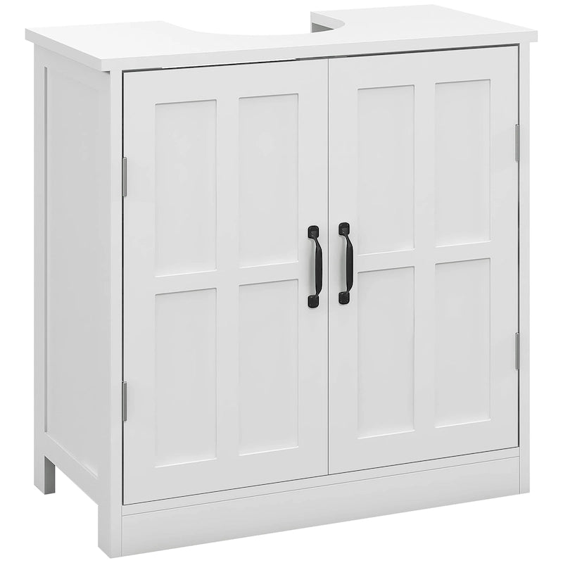 Meuble sous-lavabo, Meuble sous-lavabo sur pied avec étagère réglable, Blanc
