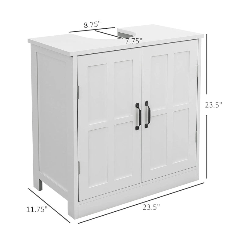 Meuble sous-lavabo, Meuble sous-lavabo sur pied avec étagère réglable, Blanc