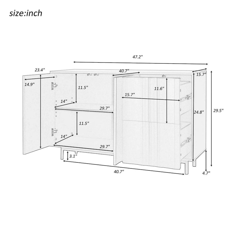 Armoire de rangement de 29,50 po H avec étagères réglables - 47,20 x 15,7