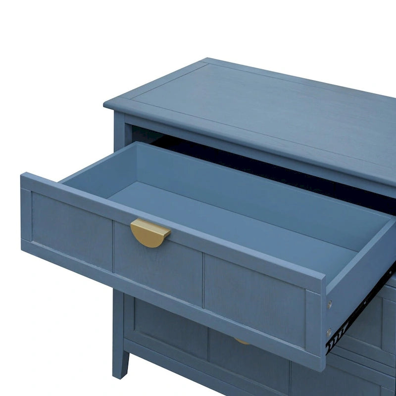 Meuble de rangement bleu de 77 cm de haut avec 3 tiroirs et tapis antidérapants - 80 x 38 cm