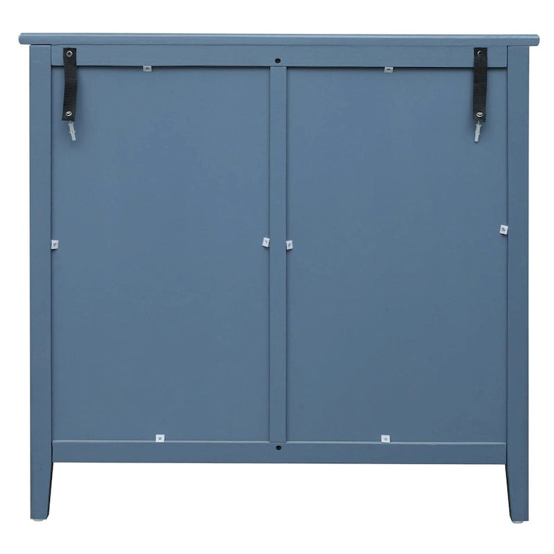 Meuble de rangement bleu de 77 cm de haut avec 3 tiroirs et tapis antidérapants - 80 x 38 cm