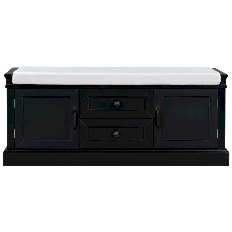Banc de rangement avec 2 tiroirs et 2 placards, Banc à chaussures avec coussin amovible pour le salon