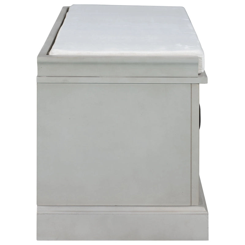 Banc de rangement avec 2 tiroirs et 2 placards, Banc à chaussures avec coussin amovible pour le salon