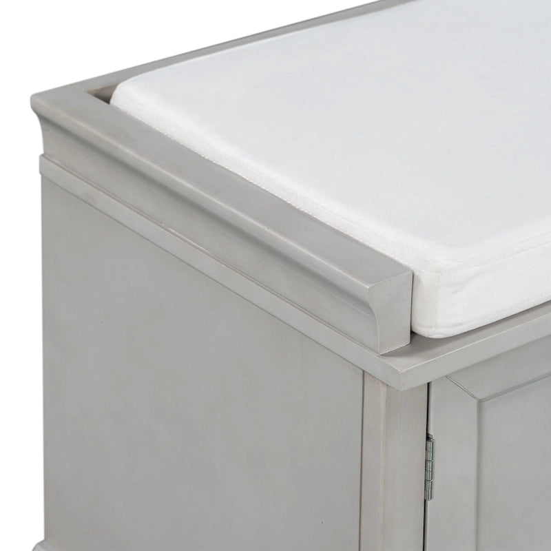 Banc de rangement avec 2 tiroirs et 2 placards, Banc à chaussures avec coussin amovible pour le salon