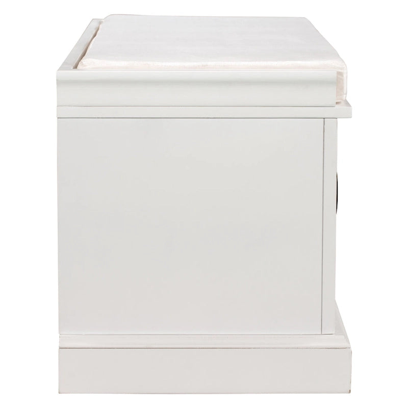 Banc de rangement avec 2 tiroirs et 2 placards, Banc à chaussures avec coussin amovible pour le salon