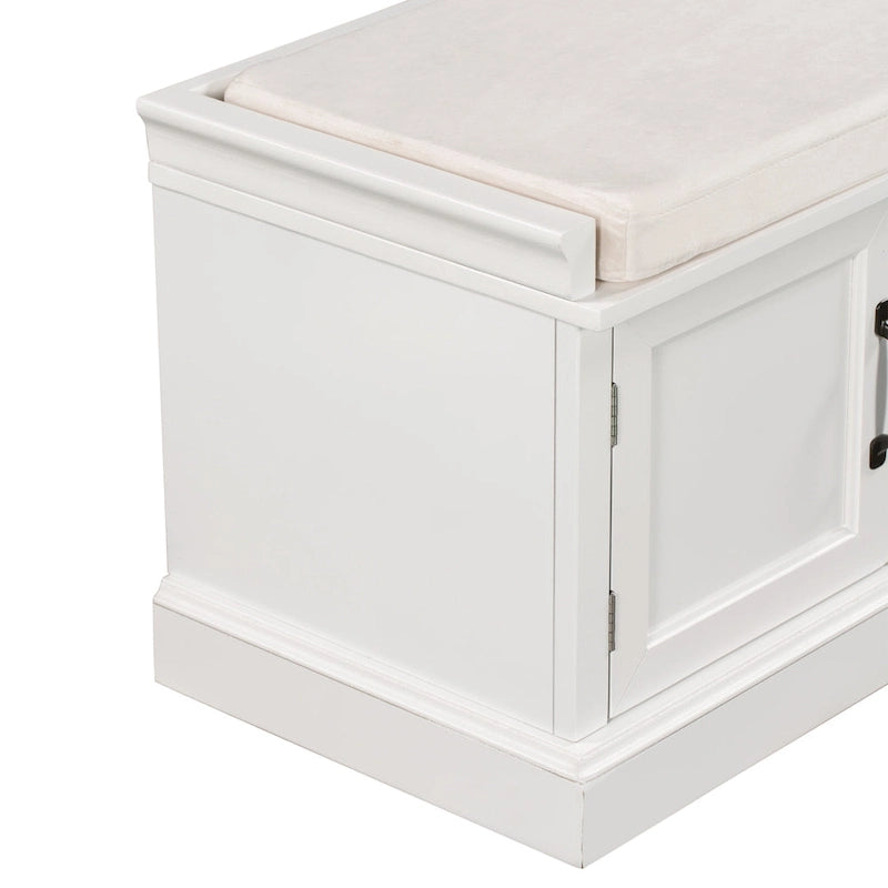 Banc de rangement avec 2 tiroirs et 2 placards, Banc à chaussures avec coussin amovible pour le salon