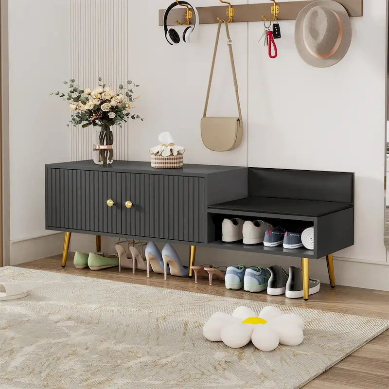 Banc à chaussures moderne avec rangement dissimulé et coussins rembourrés