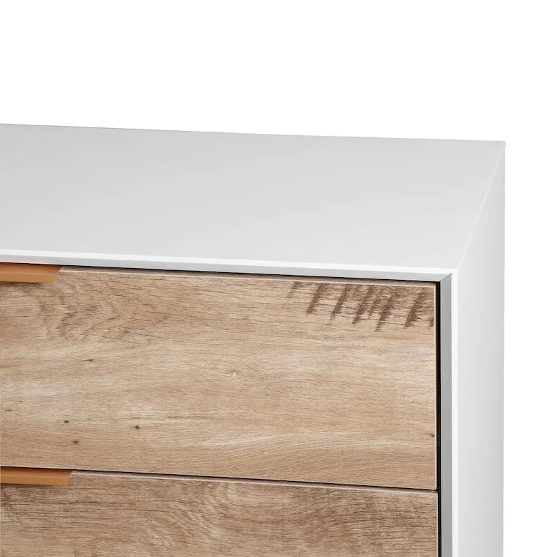 Commode en bois haute à 4 tiroirs, avec 4 pieds en métal, dispositif anti-basculement pour chambre, salon